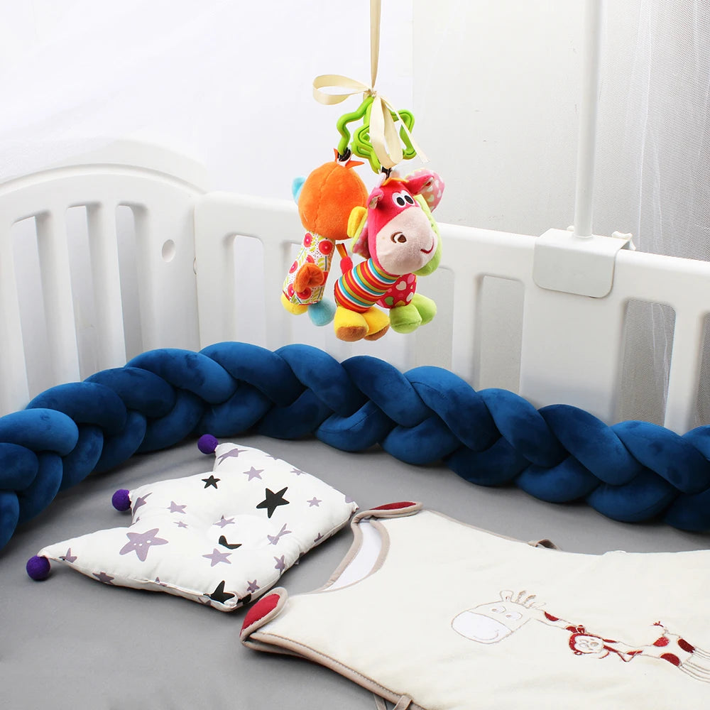 1-4M Baby Bed Bumper For Cribs Boy Girl Baby Bedside Protector  Knotted Braided Cot Room Decor