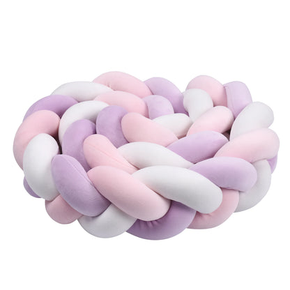 1-4M Baby Bed Bumper Handmade Knotted Braid Weaving Plush  Crib Protector Infant Knot Pillow Baby Room Decor