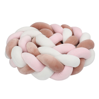 1-4M Baby Bed Bumper Handmade Knotted Braid Weaving Plush  Crib Protector Infant Knot Pillow Baby Room Decor