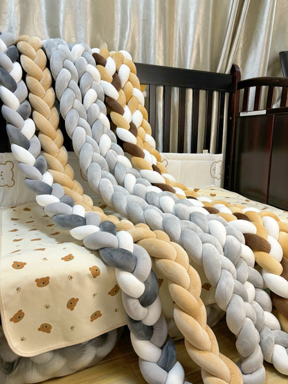 3 Shares Toddler Baby Bed Bumpers In The Crib Newborn 1M/2M/3M/4M Baby Crib Protector Bed Braid Knot Cushion for Infant Kids