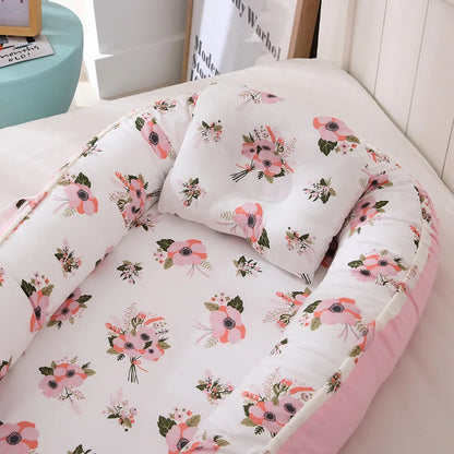 Breathable and detachable cotton portable crib, baby nest, baby pillow, travel crib