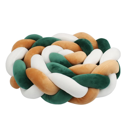 1-4M Baby Bed Bumper Handmade Knotted Braid Weaving Plush  Crib Protector Infant Knot Pillow Baby Room Decor