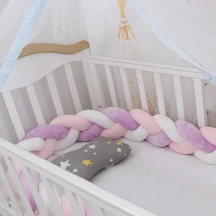 Baby Crib Protector Bed Braid Knot Cushion for Infant Kids 3 Shares Toddler Baby Bed Bumpers In The Crib Newborn 1M/2M/3M/4M