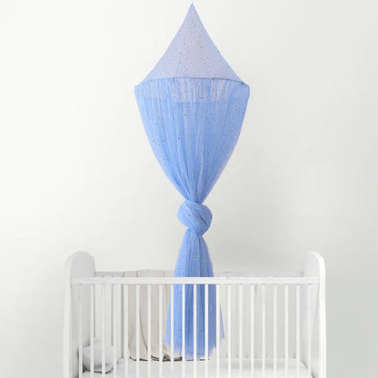 Ciel de lit bébé bleu pailleté