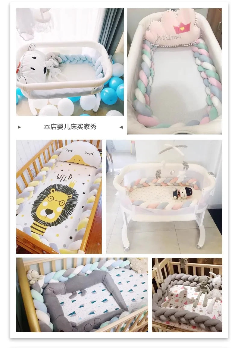 4 Knotted 2-4M Tresse De Lit Crib Bumper Skin-Friendly Fabric Baby Room Decor Handmade Cushion Knotted Braid Pillow Soft Pad