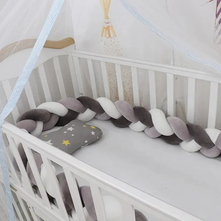Baby Crib Protector Bed Braid Knot Cushion for Infant Kids 3 Shares Toddler Baby Bed Bumpers In The Crib Newborn 1M/2M/3M/4M
