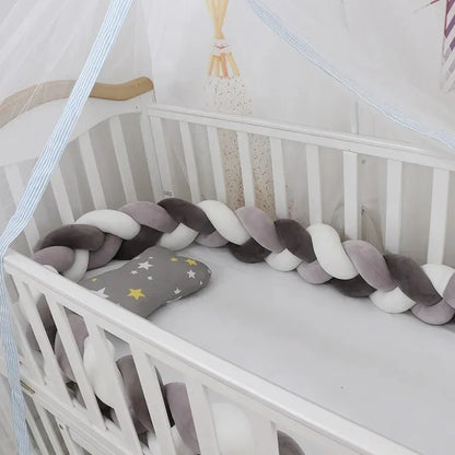 Baby Crib Protector Bed Braid Knot Cushion for Infant Kids 3 Shares Toddler Baby Bed Bumpers In The Crib Newborn 1M/2M/3M/4M