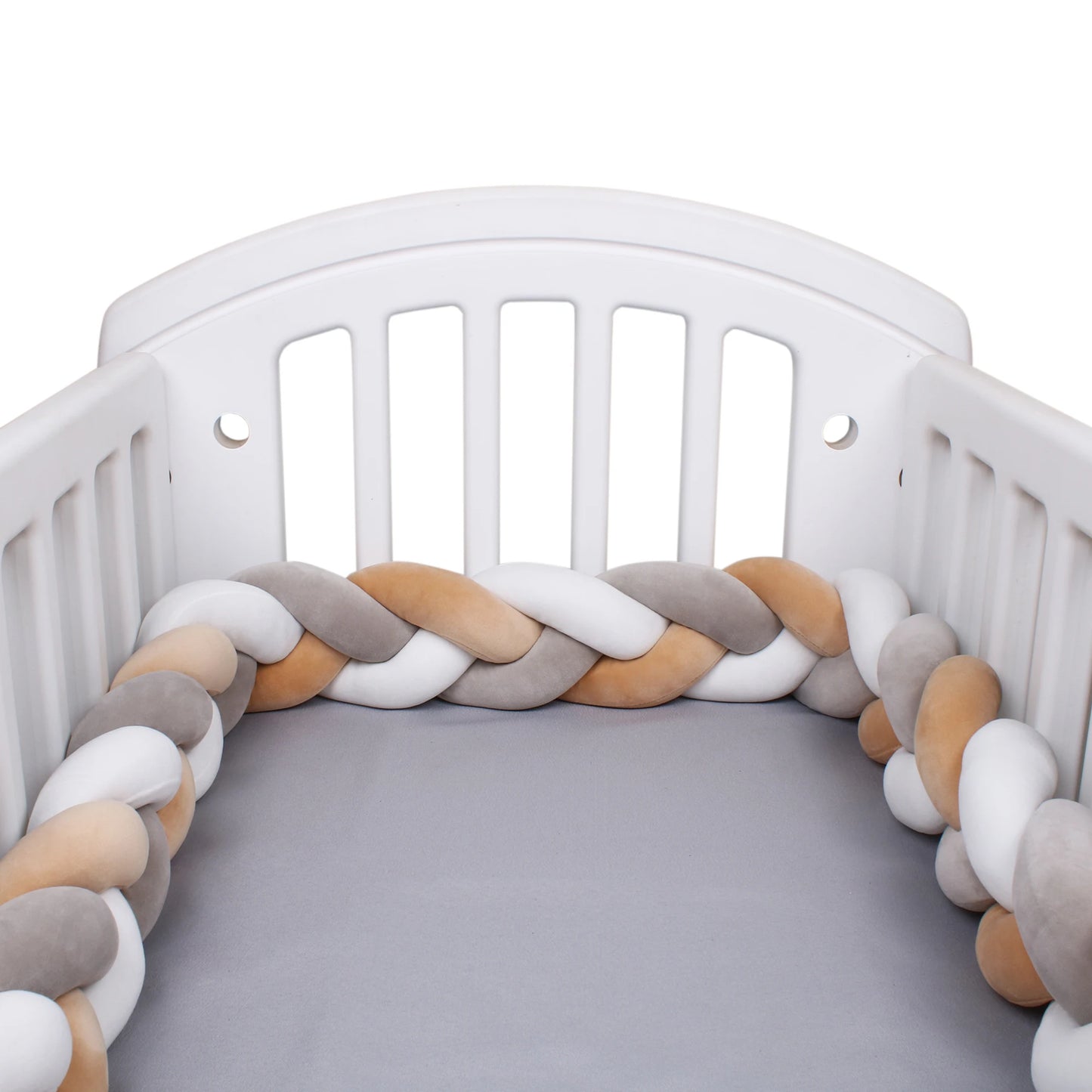 1-4M Baby Bed Bumper Handmade Knotted Braid Weaving Plush  Crib Protector Infant Knot Pillow Baby Room Decor