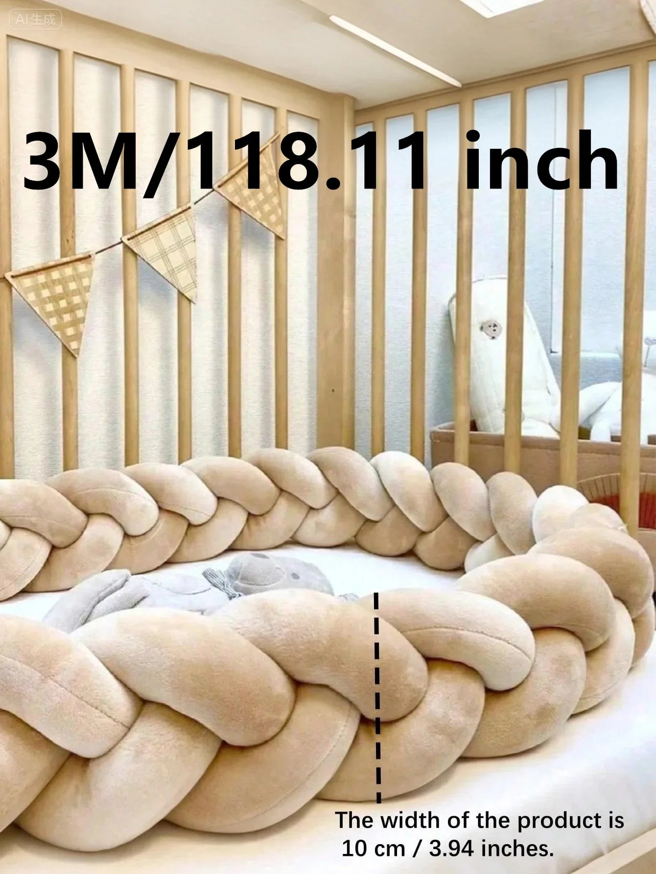 Baby Crib Protector Bed Braid Knot Cushion for Infant Kids 3 Shares Toddler Baby Bed Bumpers In The Crib Newborn 1M/2M/3M/4M