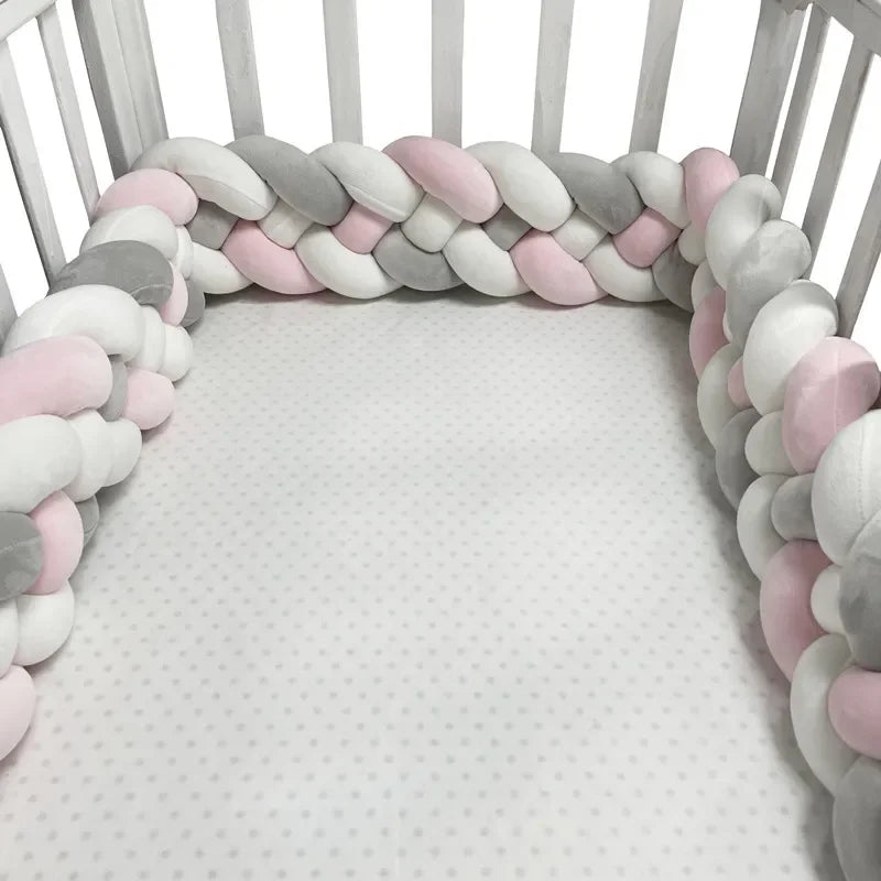 4 Knotted 2-4M Tresse De Lit Crib Bumper Skin-Friendly Fabric Baby Room Decor Handmade Cushion Knotted Braid Pillow Soft Pad