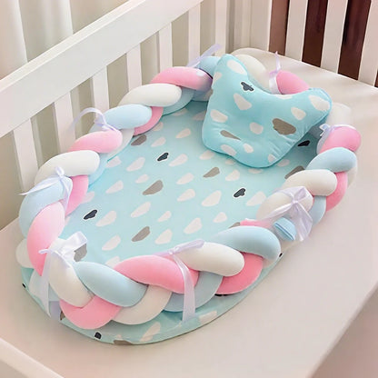 Réducteur de lit bébé tresse blanc