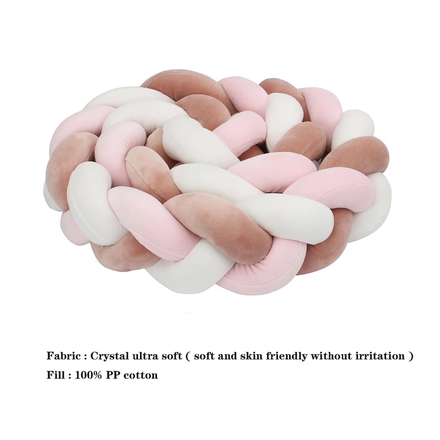 1-4M Baby Bed Bumper Handmade Knotted Braid Weaving Plush  Crib Protector Infant Knot Pillow Baby Room Decor