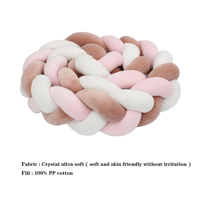 1-4M Baby Bed Bumper Handmade Knotted Braid Weaving Plush  Crib Protector Infant Knot Pillow Baby Room Decor