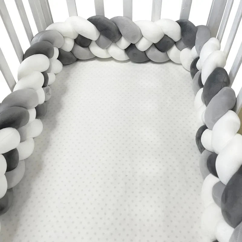 4 Knotted 2-4M Tresse De Lit Crib Bumper Skin-Friendly Fabric Baby Room Decor Handmade Cushion Knotted Braid Pillow Soft Pad