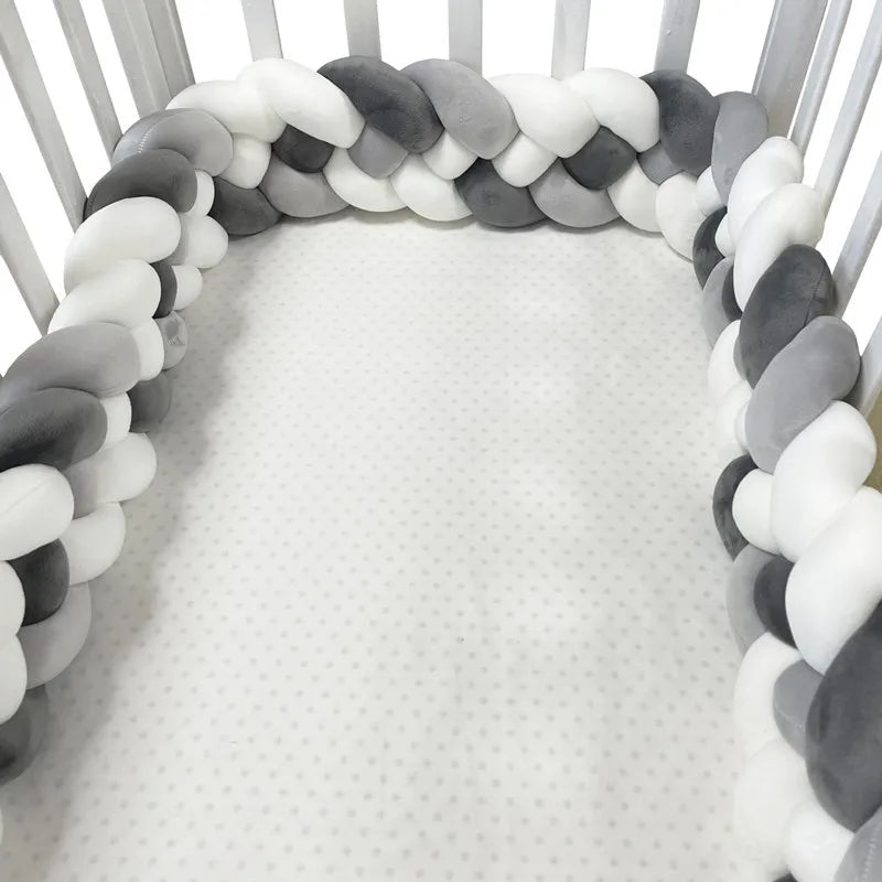 4 Knotted 2-4M Tresse De Lit Crib Bumper Skin-Friendly Fabric Baby Room Decor Handmade Cushion Knotted Braid Pillow Soft Pad