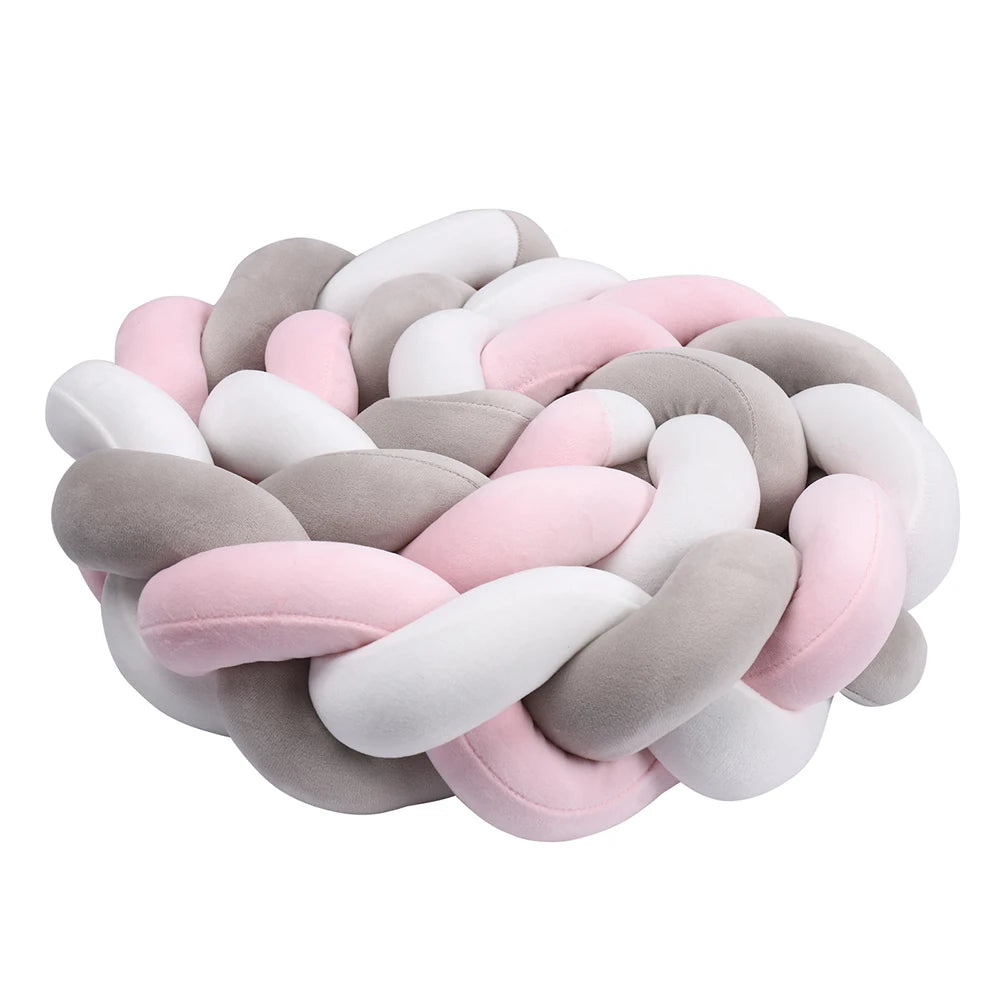 1-4M Baby Bed Bumper Handmade Knotted Braid Weaving Plush  Crib Protector Infant Knot Pillow Baby Room Decor