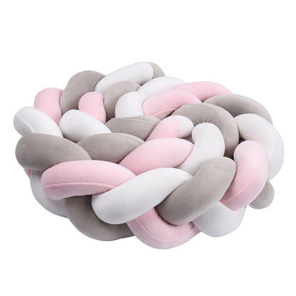 1-4M Baby Bed Bumper Handmade Knotted Braid Weaving Plush  Crib Protector Infant Knot Pillow Baby Room Decor