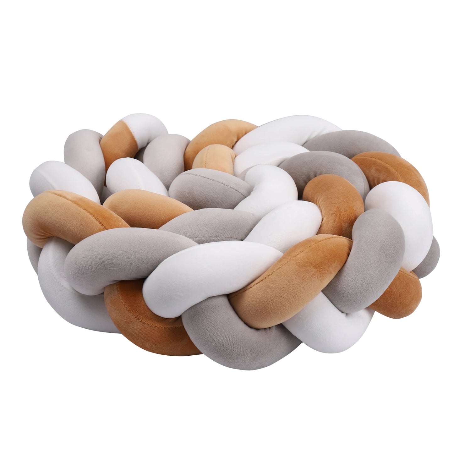 1-4M Baby Bed Bumper Handmade Knotted Braid Weaving Plush  Crib Protector Infant Knot Pillow Baby Room Decor