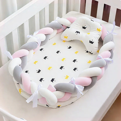 Réducteur de lit bébé tresse Gris