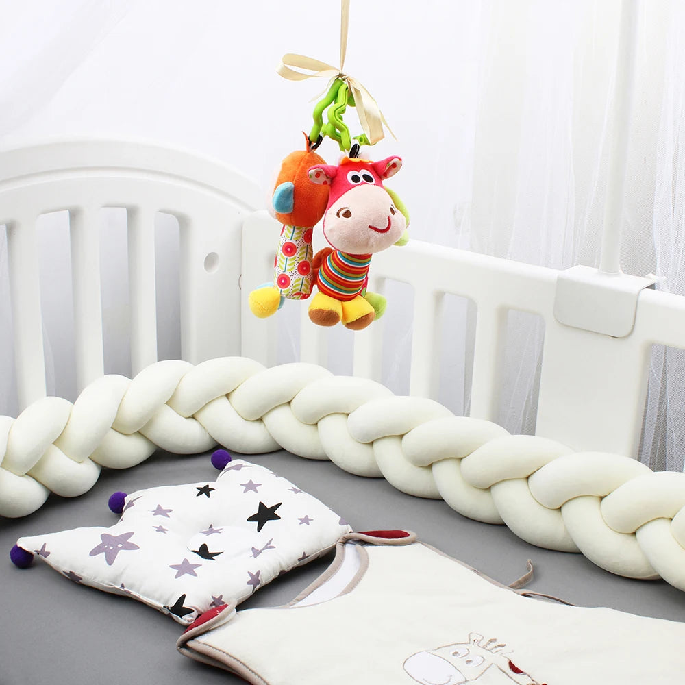 1-4M Baby Bed Bumper For Cribs Boy Girl Baby Bedside Protector  Knotted Braided Cot Room Decor