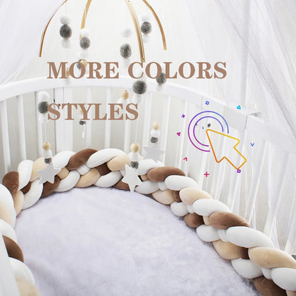 1-4M Baby Bed Bumper Handmade Knotted Braid Weaving Plush  Crib Protector Infant Knot Pillow Baby Room Decor