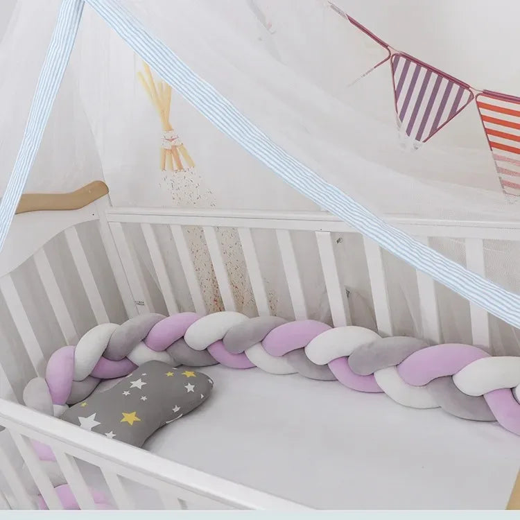 Baby Crib Protector Bed Braid Knot Cushion for Infant Kids 3 Shares Toddler Baby Bed Bumpers In The Crib Newborn 1M/2M/3M/4M