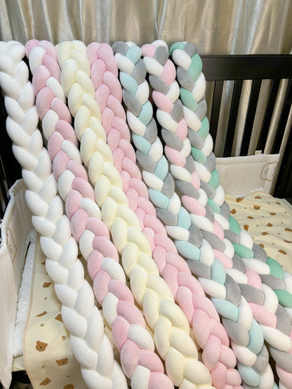 3 Shares Toddler Baby Bed Bumpers In The Crib Newborn 1M/2M/3M/4M Baby Crib Protector Bed Braid Knot Cushion for Infant Kids