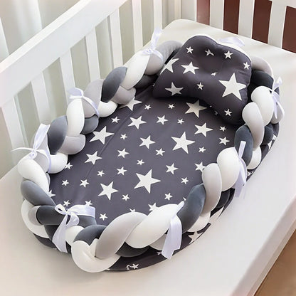 Réducteur de lit bébé tresse Gris Clair