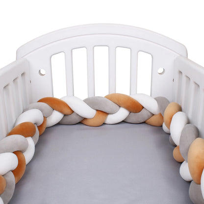 1-4M Baby Bed Bumper Handmade Knotted Braid Weaving Plush  Crib Protector Infant Knot Pillow Baby Room Decor