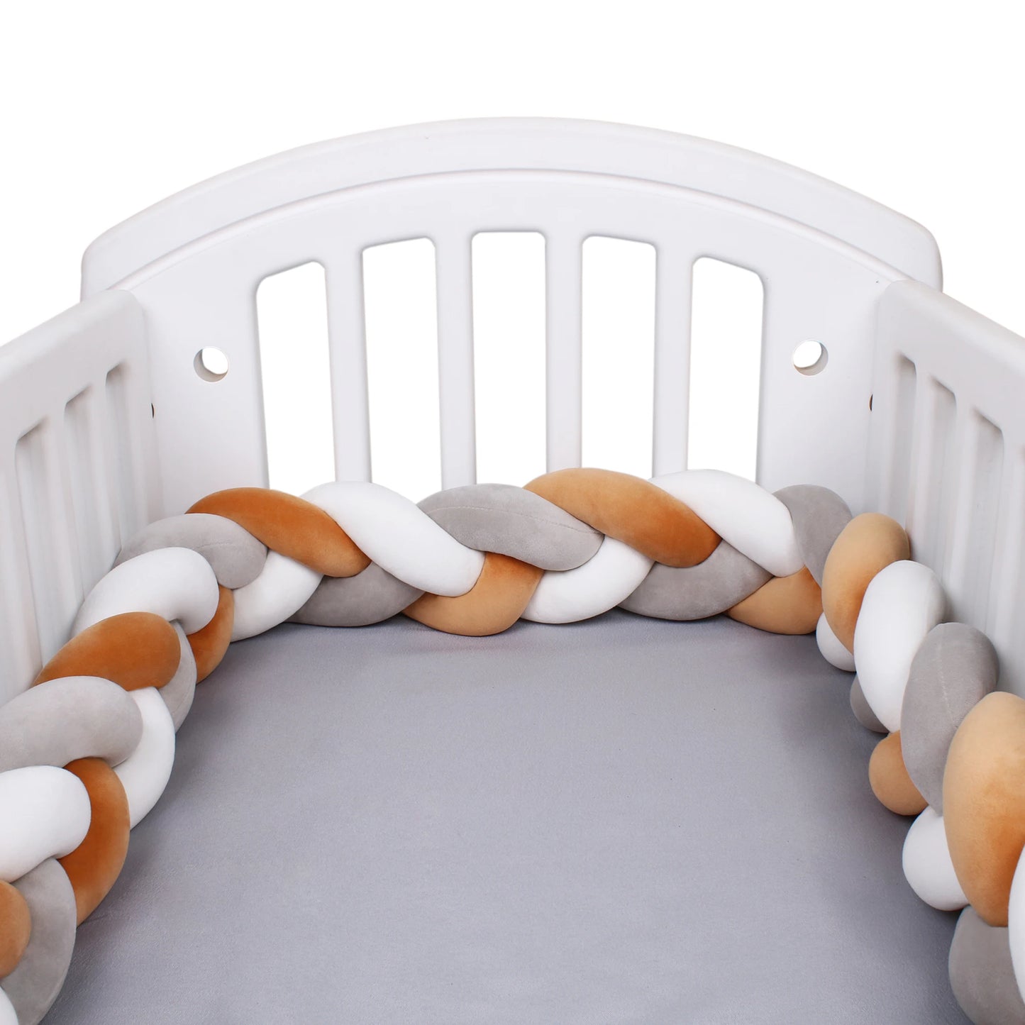 1-4M Baby Bed Bumper Handmade Knotted Braid Weaving Plush  Crib Protector Infant Knot Pillow Baby Room Decor