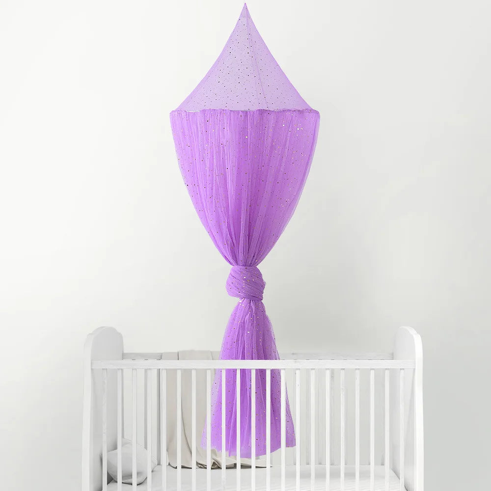Ciel de lit bébé bleu pailleté