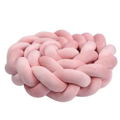 1-4M Baby Bed Bumper Handmade Knotted Braid Weaving Plush  Crib Protector Infant Knot Pillow Baby Room Decor