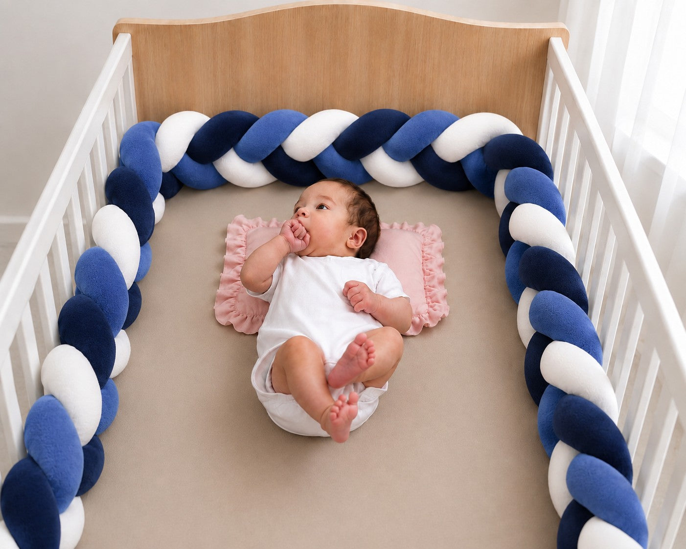 Tour de lit tressé bébé modulable pour berceau