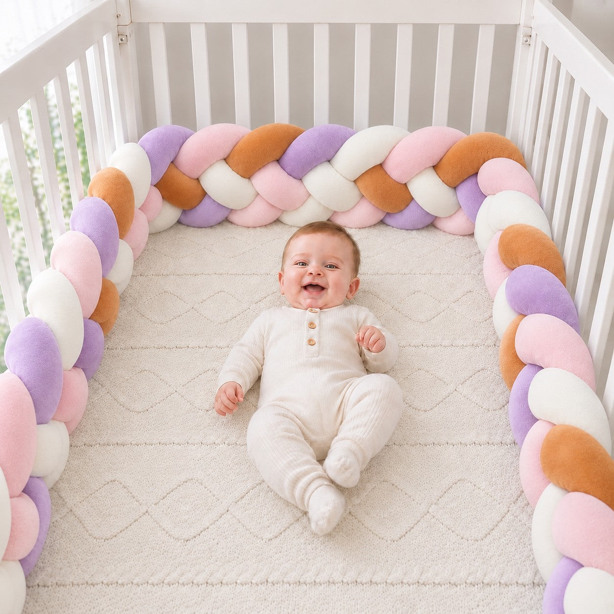 Grand tour de lit tressé pour bébé