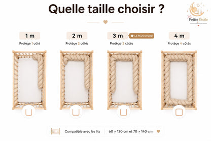 Protection de lit bébé avec tour de lit tressé beige en tissu velours