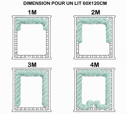 Tresse de lit bébé vert d’eau douce et moelleuse