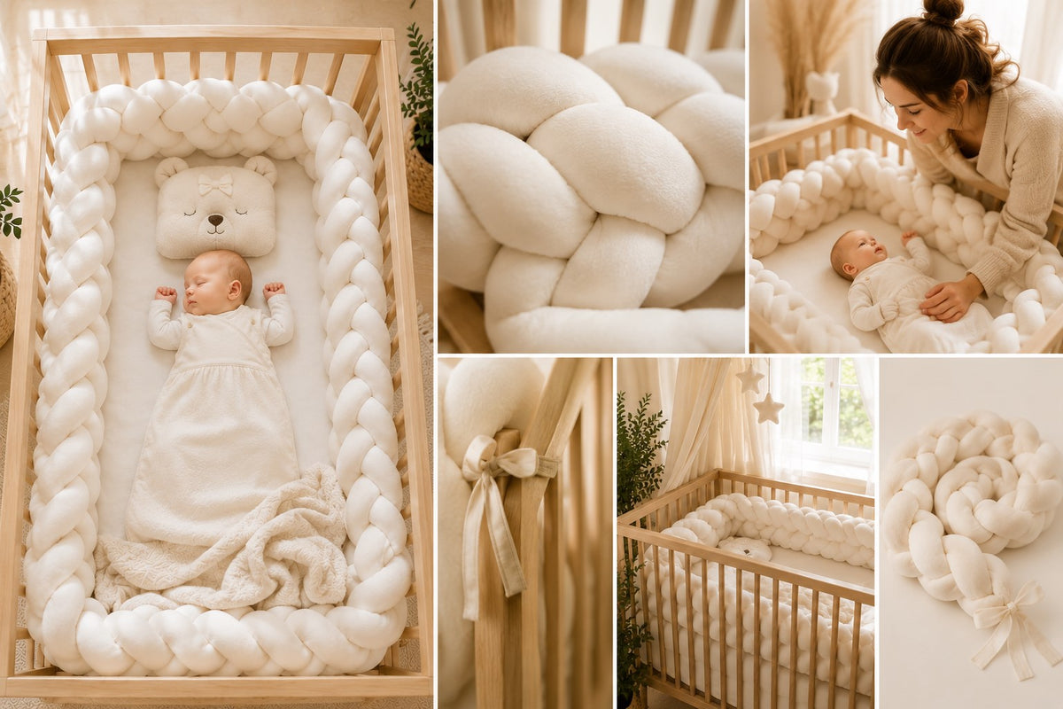 Tour de lit bébé blanc 4 brins au design élégant et confortable.