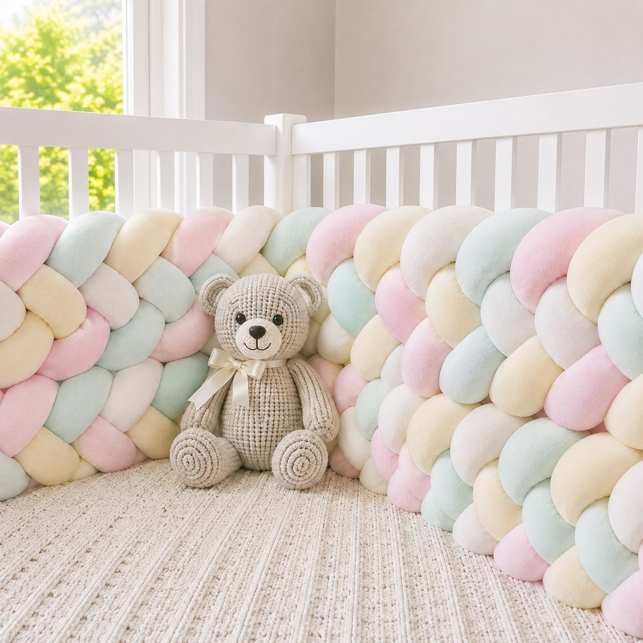 Tour de lit bébé tressé disponible en 2m et 3m