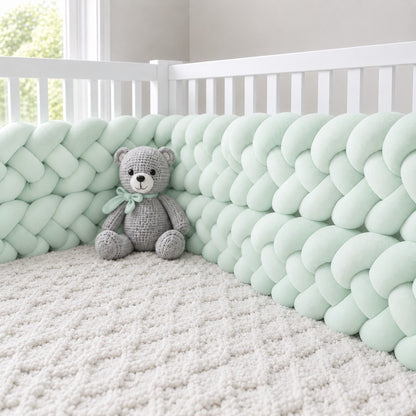 Tour de lit bébé tressé au toucher velours