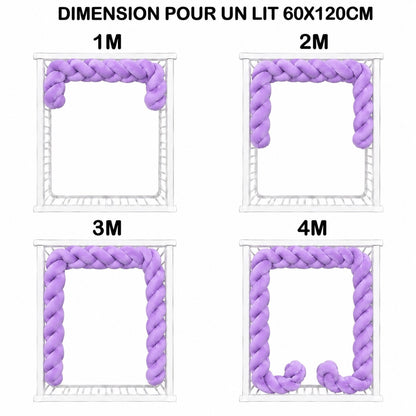 Tour de lit bébé tressé violet à 3 brins