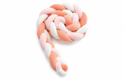 Tresse de lit bébé rose, blanc et vieux rose en tissu respirant et rembourrage en coton