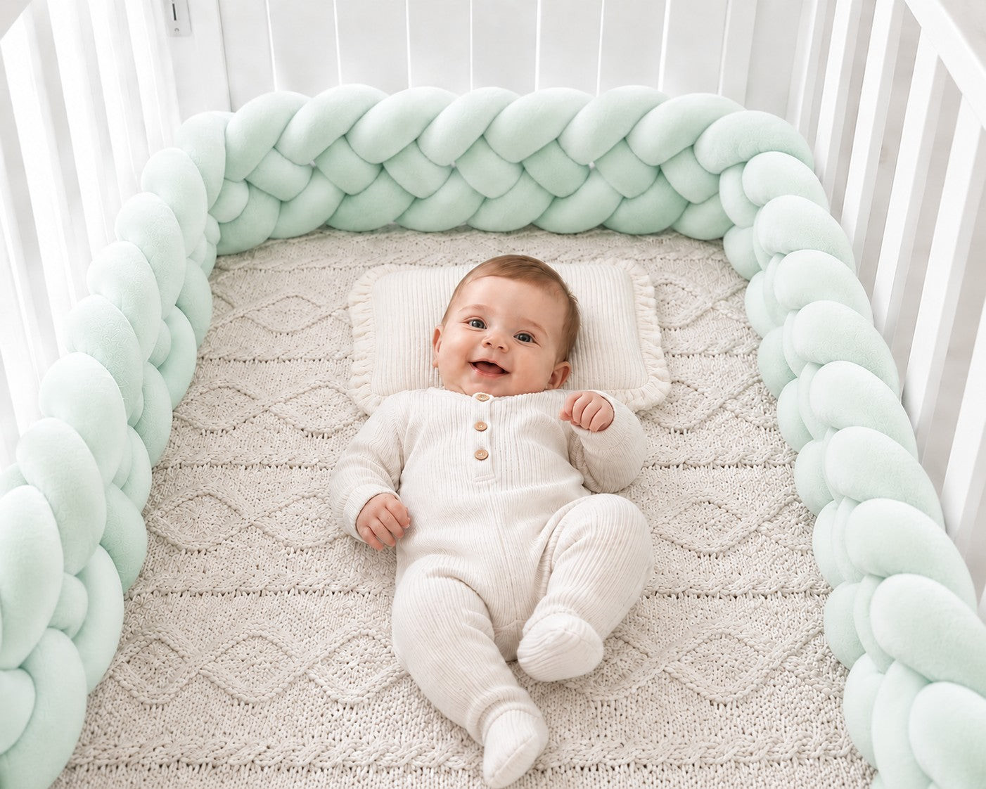 Tour de lit tressé bébé composé de 4 brins