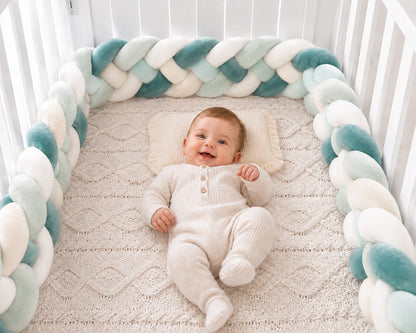Tour de lit tressé bébé bleu royal à 4 brins