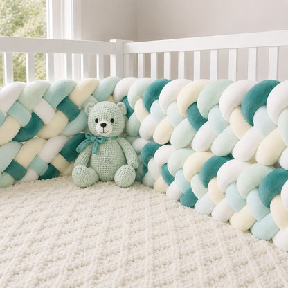 Tour de lit bébé tressé 4 brins pour lit à barreaux