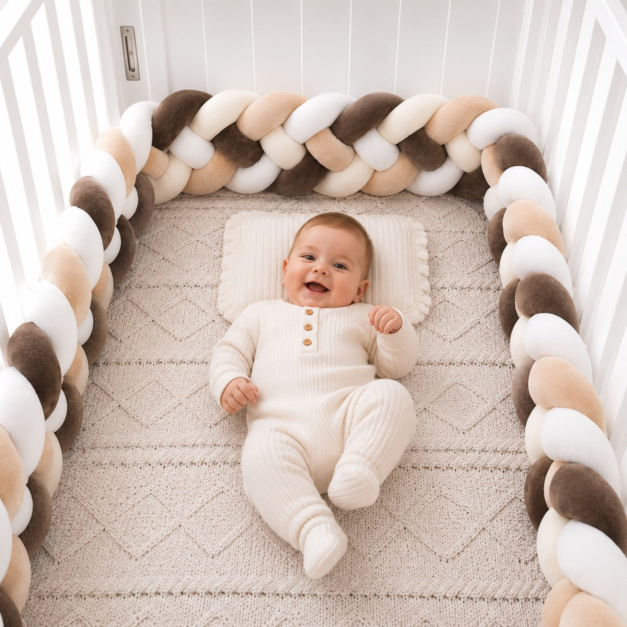 Tour de lit tressé bébé épais pour lit à barreaux