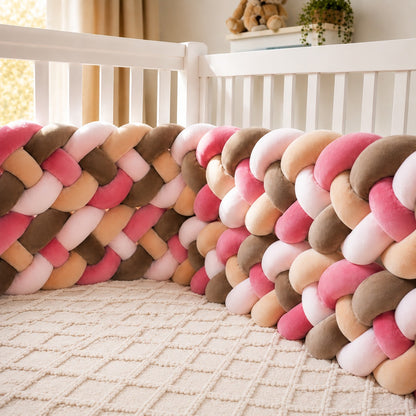 Tour de lit tressé bébé rose sanguine