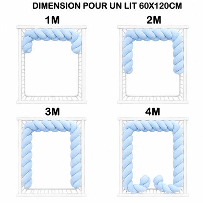 Tresse de lit bleue au toucher velours pour bébé