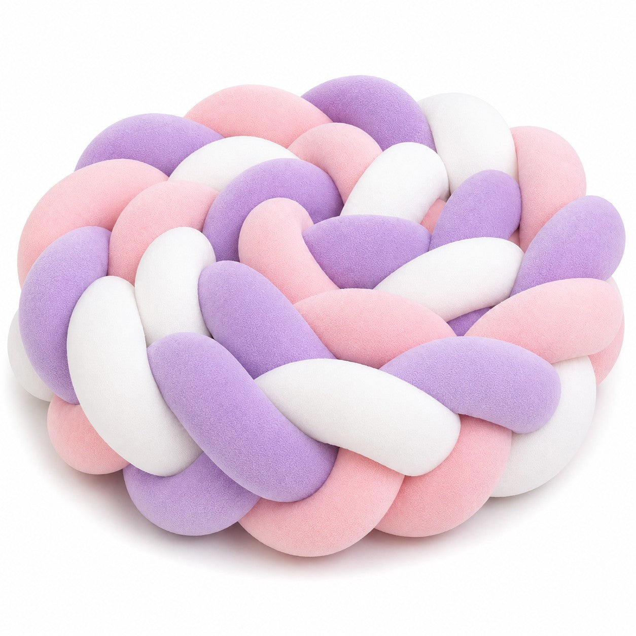 Tour de lit tressé rose blanc violet pour décorer le berceau