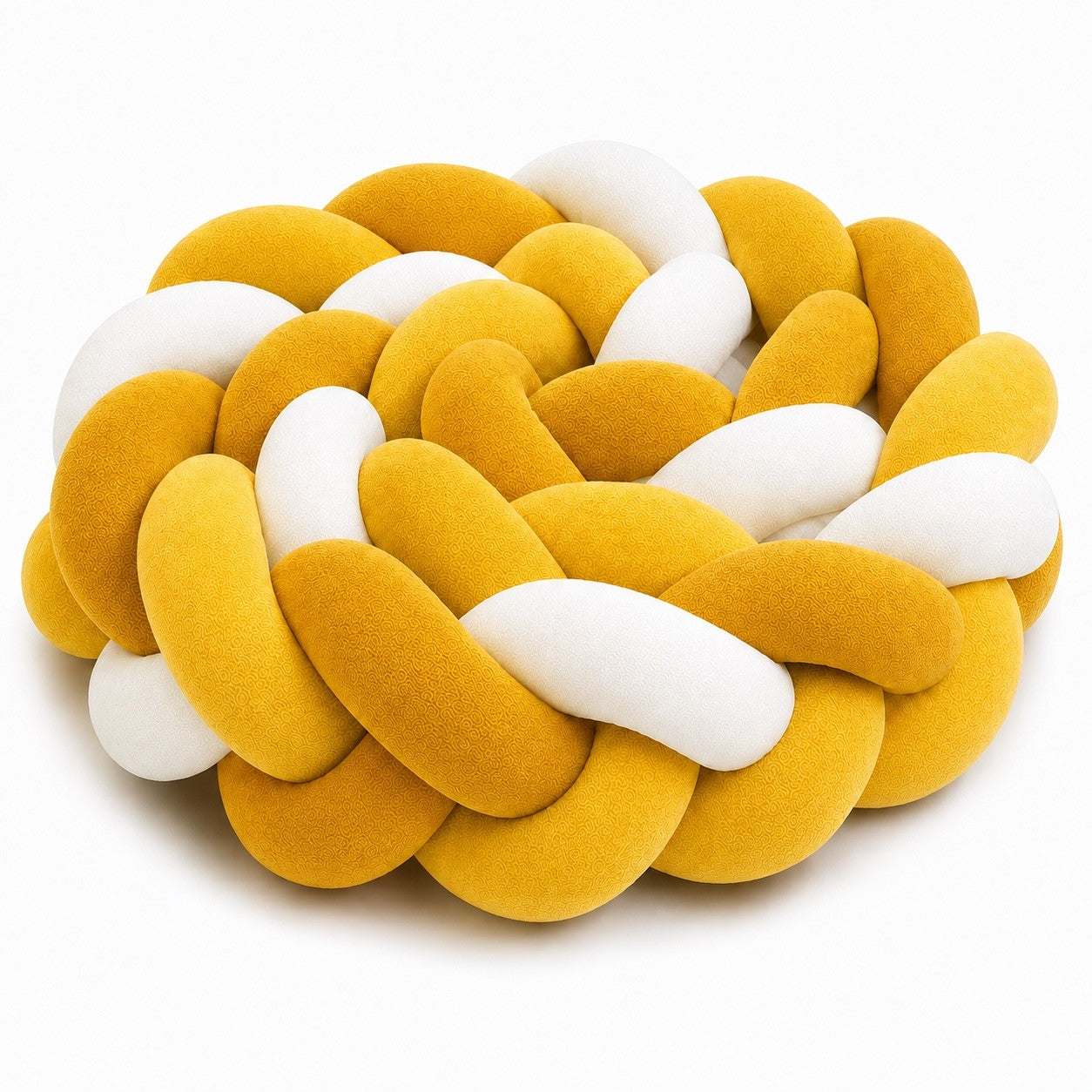 Tour de lit bébé tressé 3 brins jaune moutarde.