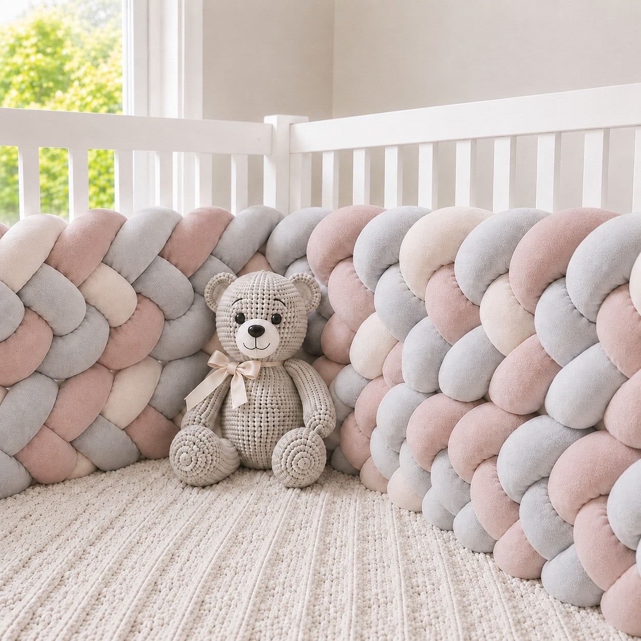 Tour de lit tressé bébé 4 brins pour berceau